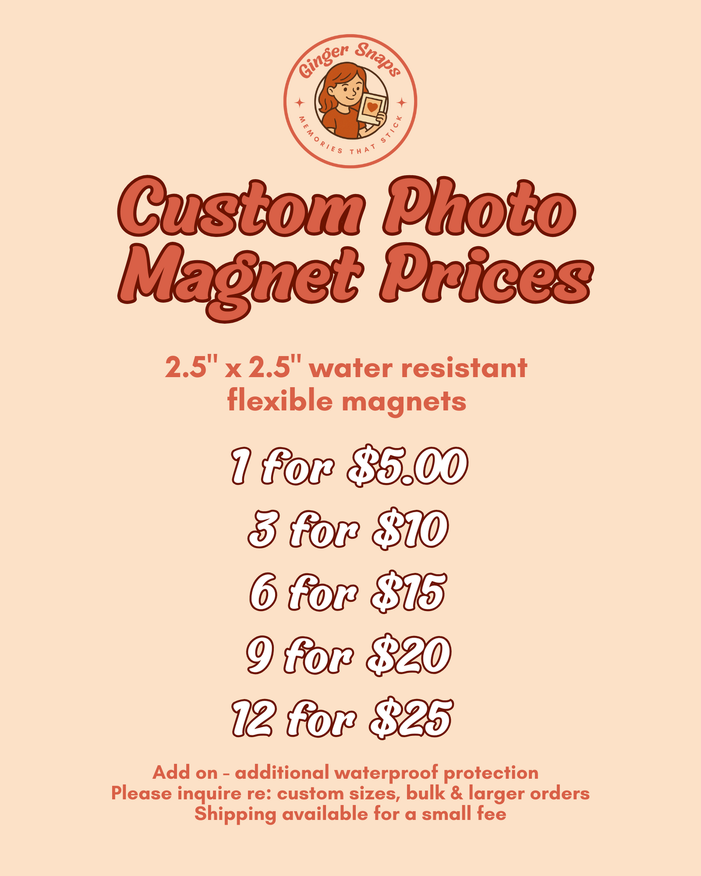 Custom Photo Magnets - Set of NINE